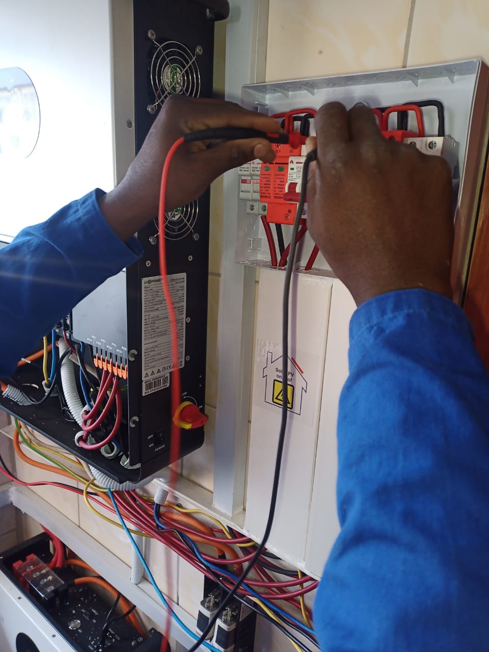 Electrical cabinet wiring work in progress